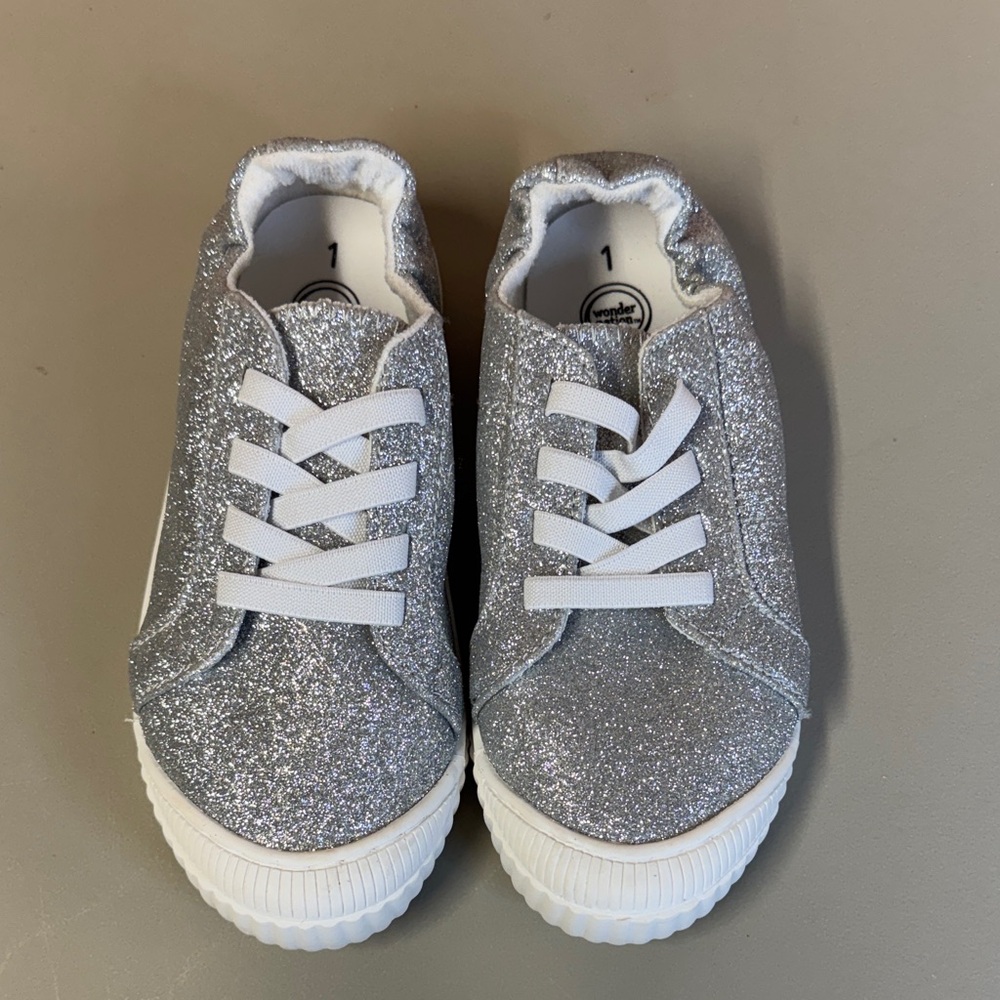 Wonder Nation Sparkling Silver Kids Sneakers